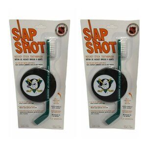 2 Pk Toothbrushes Anaheim Mighty Ducks NHL Slap Shot Hockey Stick Collectibles